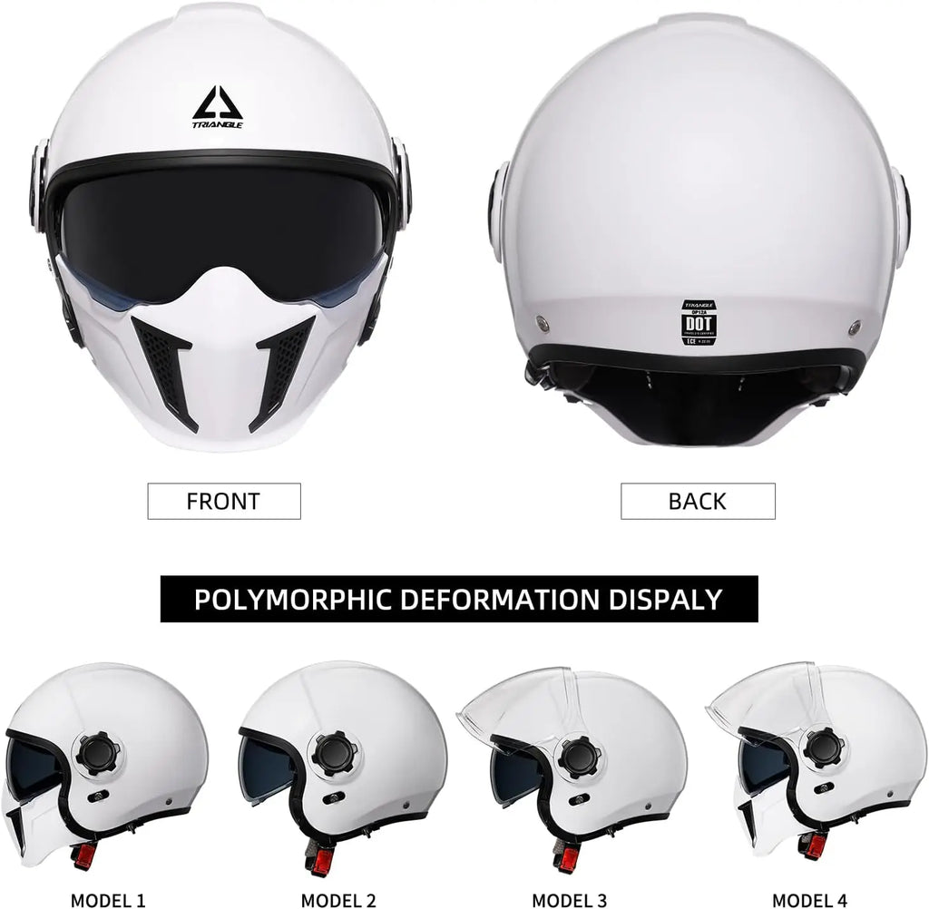 Full Face Motorcycle Helmets Off-Road Motocross Helmet for Men Women Dual Visor with Internal Tinted Sunshield Open Face 3/4 Adu