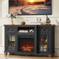 52" Fireplace TV Stand with 18”Silent Electric Fireplace, Farmhouse Entertainment Center for TVs up to 65", 2 Drawers，Customized