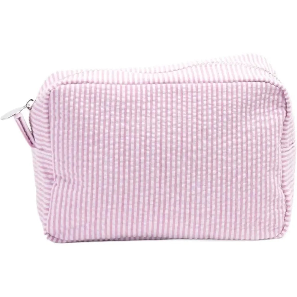 Seersucker Ruffle Cosmetic Bags Striped Storage Make Up Bags for Women Lady with Zipper Travel Bag Makeup Bag