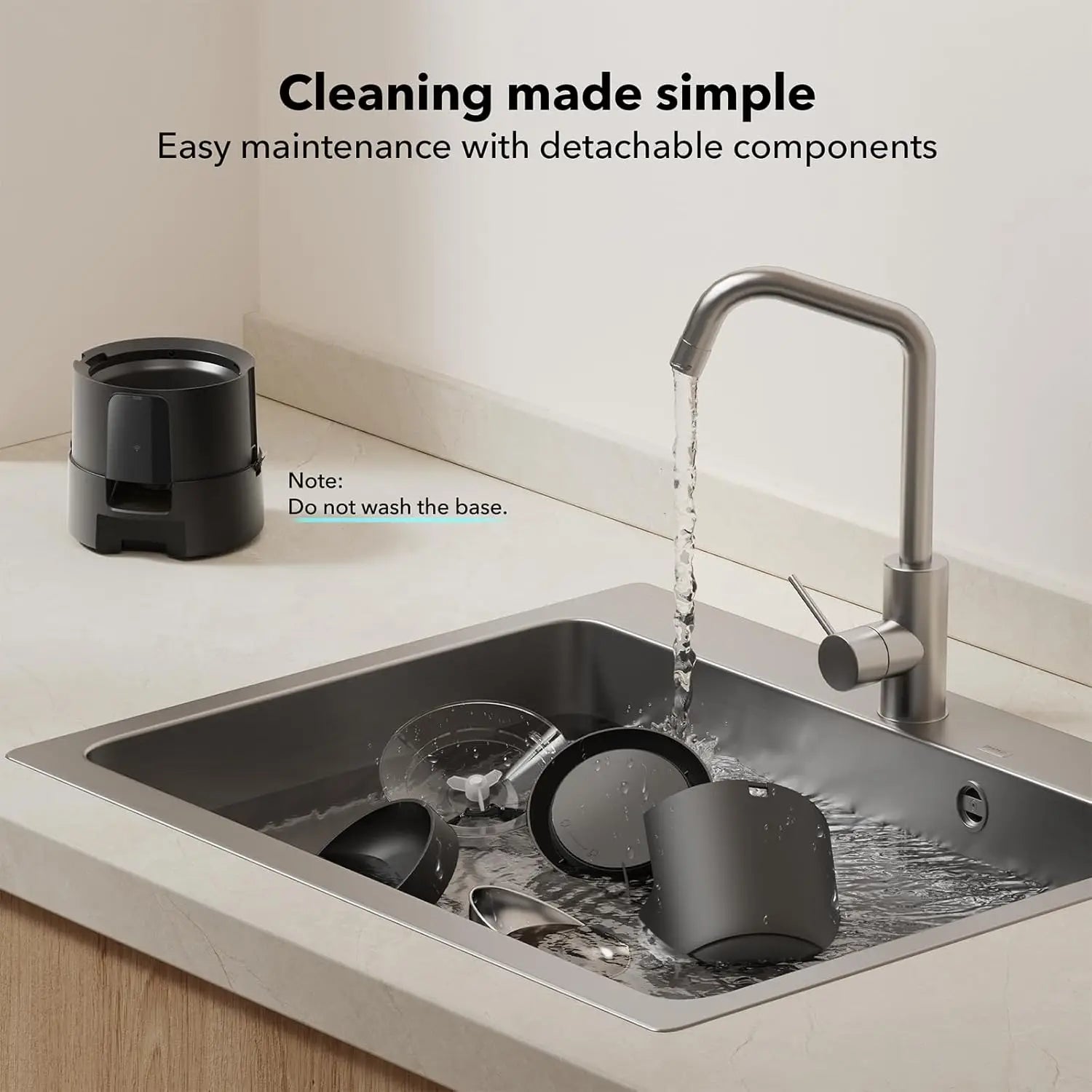 Wi-Fi Automatic Cat Feeder, 2L Rechargeable Pet Food Dispenser, 30-Day Battery, Black