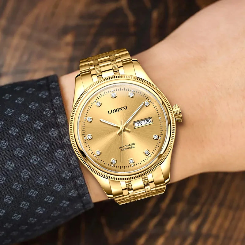 LOBINNI men's watches, skeletonized mechanical watches for men, skeletonized mechanical watches for men