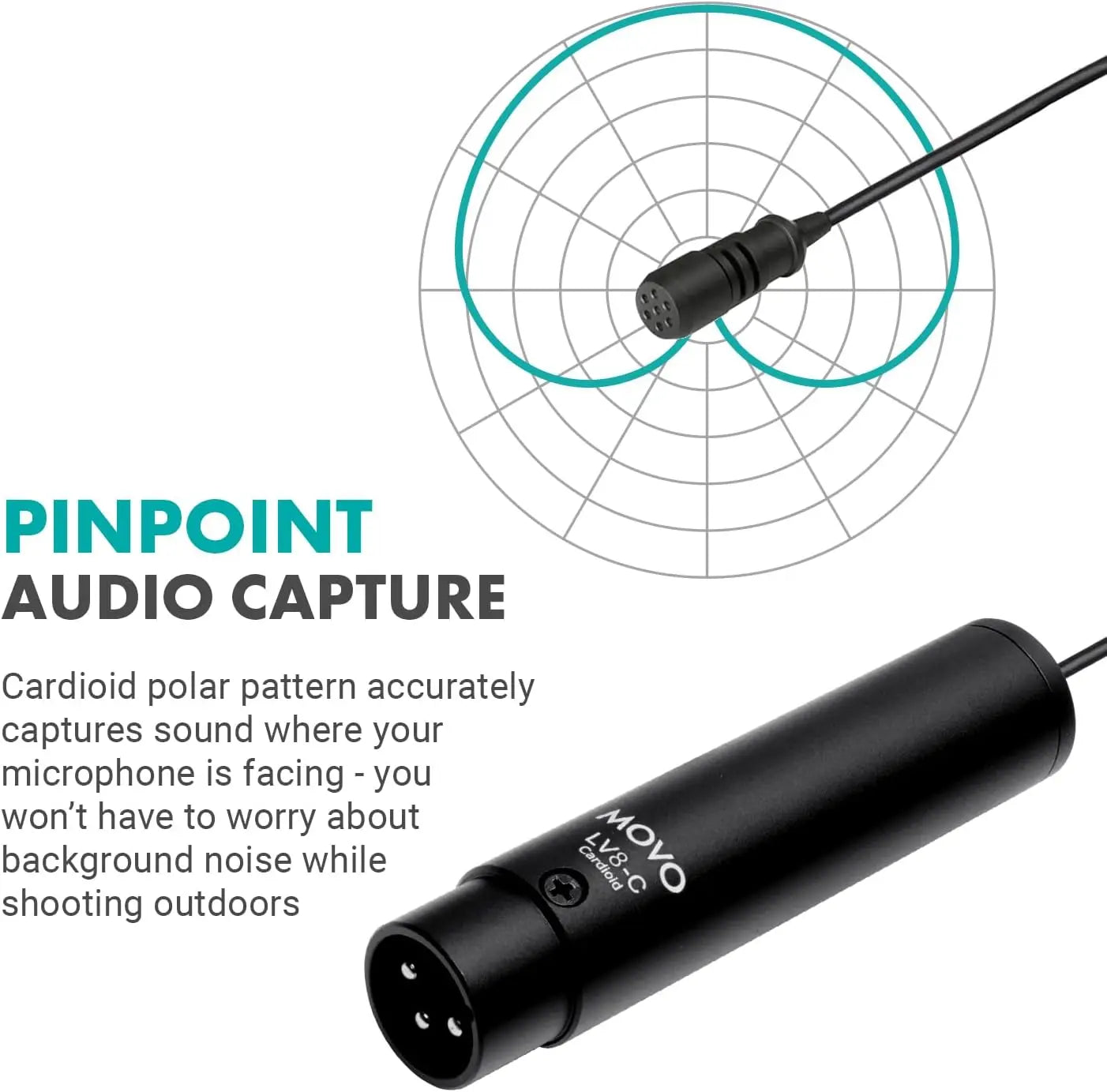LV8-C XLR Lavalier Mic with 12mm Capsule, Cardioid Condenser Wired Microphone for Voice Recording - Includes Clip, Case