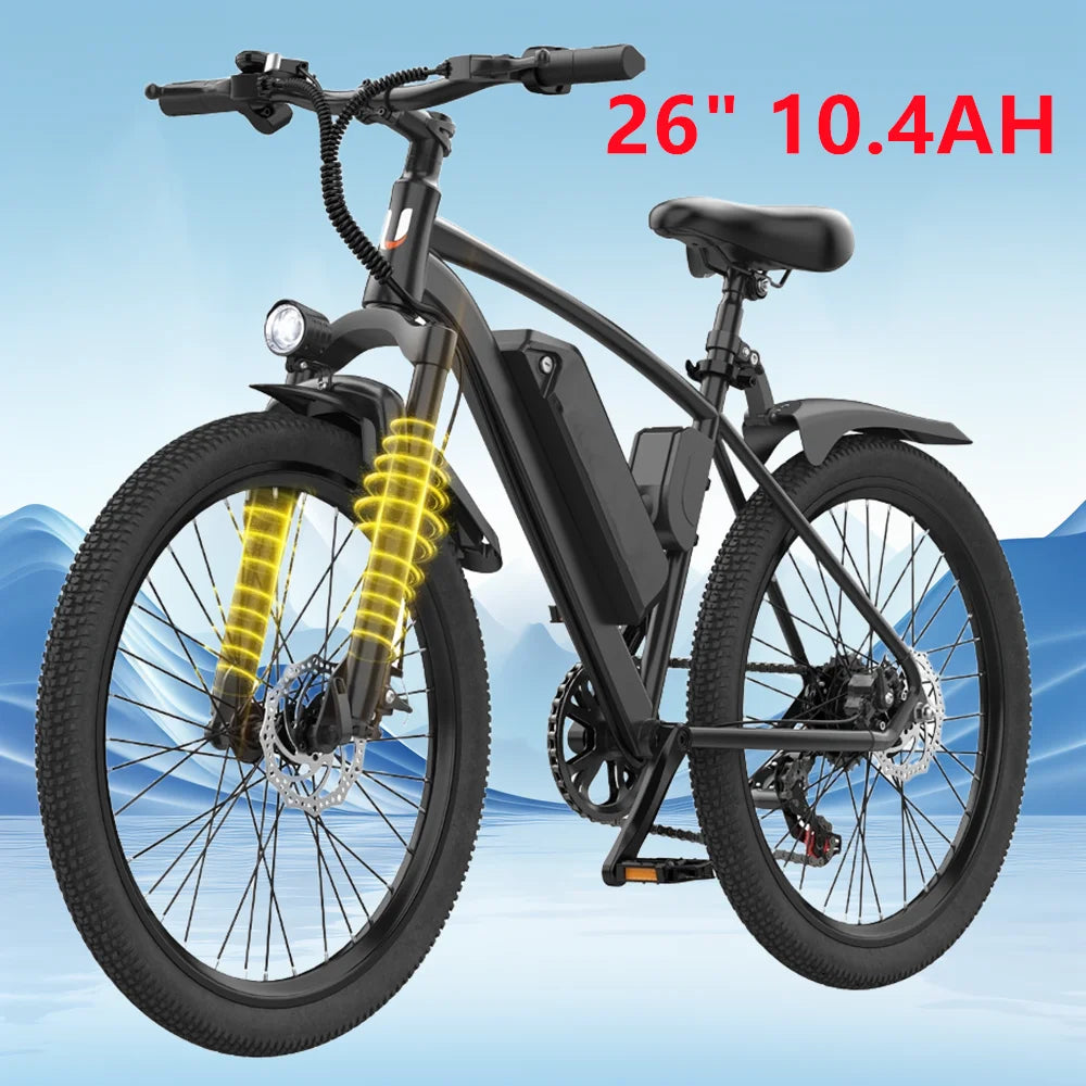 625W Peak Motor 26" Electric Motorcycles Mountain E Bike For Adults, 19.5Mph 32Miles 36V 10.4AH Adults Electric Bicycle Ebike