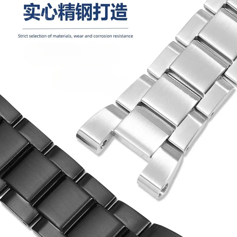 For Casio GST-B100 Concave Interface Steel Watch Strap for Men GST-W300/S310/400G/410 Watch Bracelet 26x14mm Steel Black