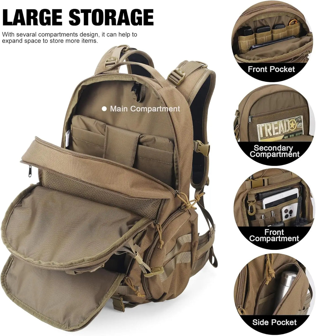 35L Molle Tactical Military Backpack for Men，Cordura Backpack for Hiking,Camping,Survival
