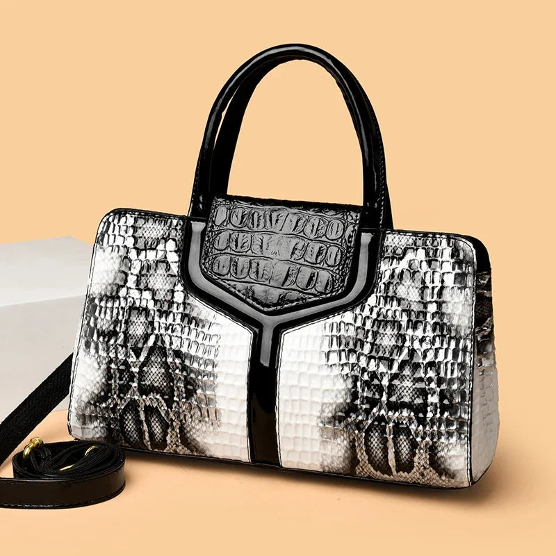 Luxury 2026 Crocodile Leather Tote, Women's High-Quality Pillow Bag, Large Capacity One Shoulder Handbag