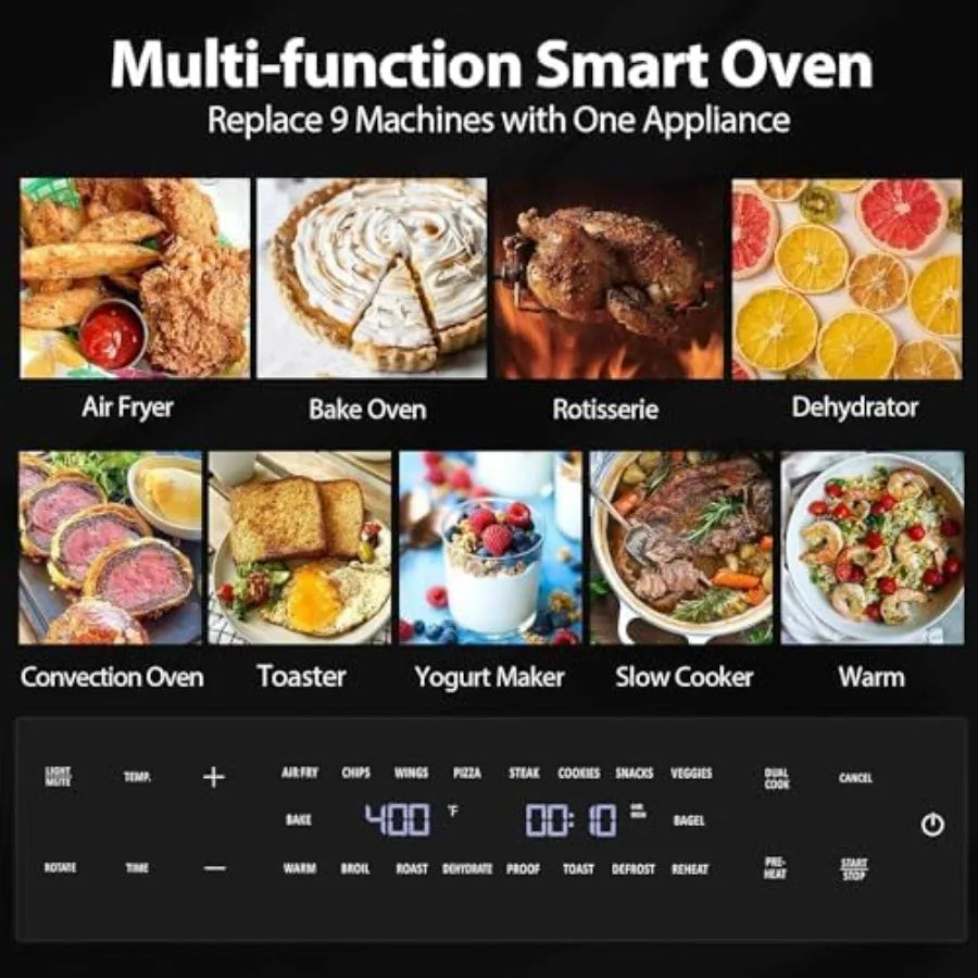 Extra Large 32QT Air Fryer with 19-in-1 Multi-Functional Combo: Digital Convection Oven Featuring Rotisserie Dehydrator and Piz