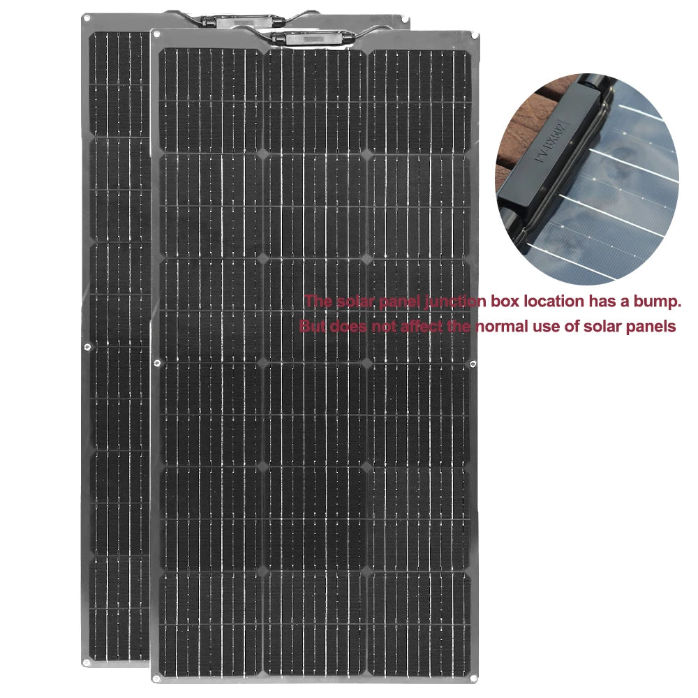 19.8V Flexible Solar Panel 200W 100W  Bendable Waterproof Monocrystalline Best Solar Panel for RV Boat Balcony Sunny House