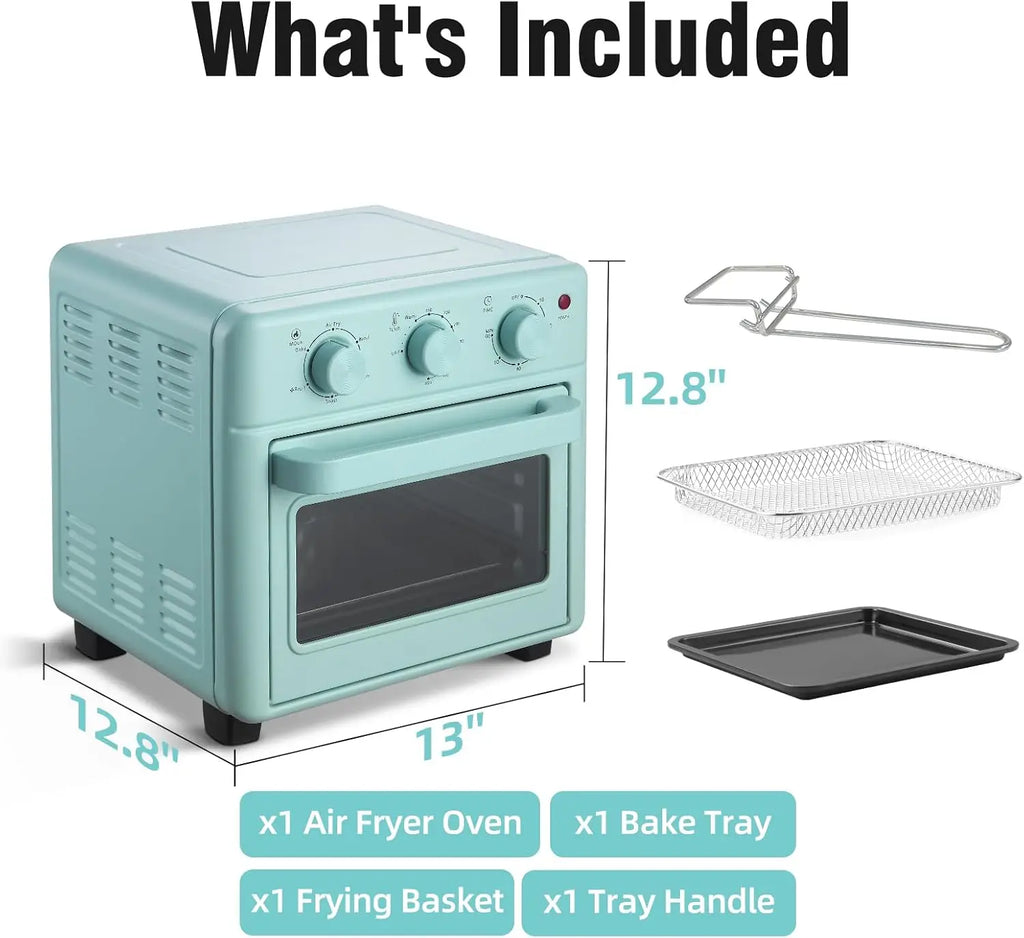 Retro Air Fryer Toaster Oven Combo, 16QT, Blue, Bake, Toast, Air Fry, Rapid Heating