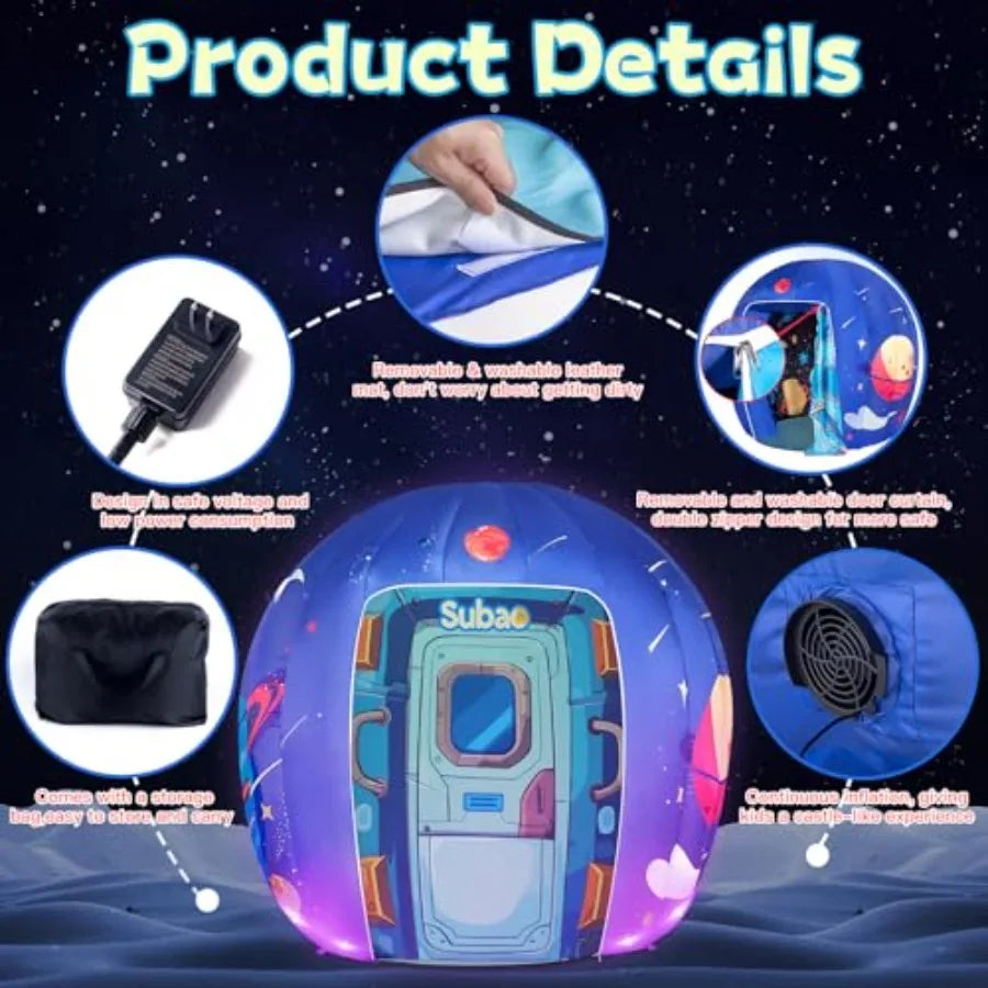 Sensory Tent for Kids & Adults,5.9ft Astronaut Galaxy Inflatable Light Up Sensory Toys,Kids Tent for Home School Indoor Outdoor
