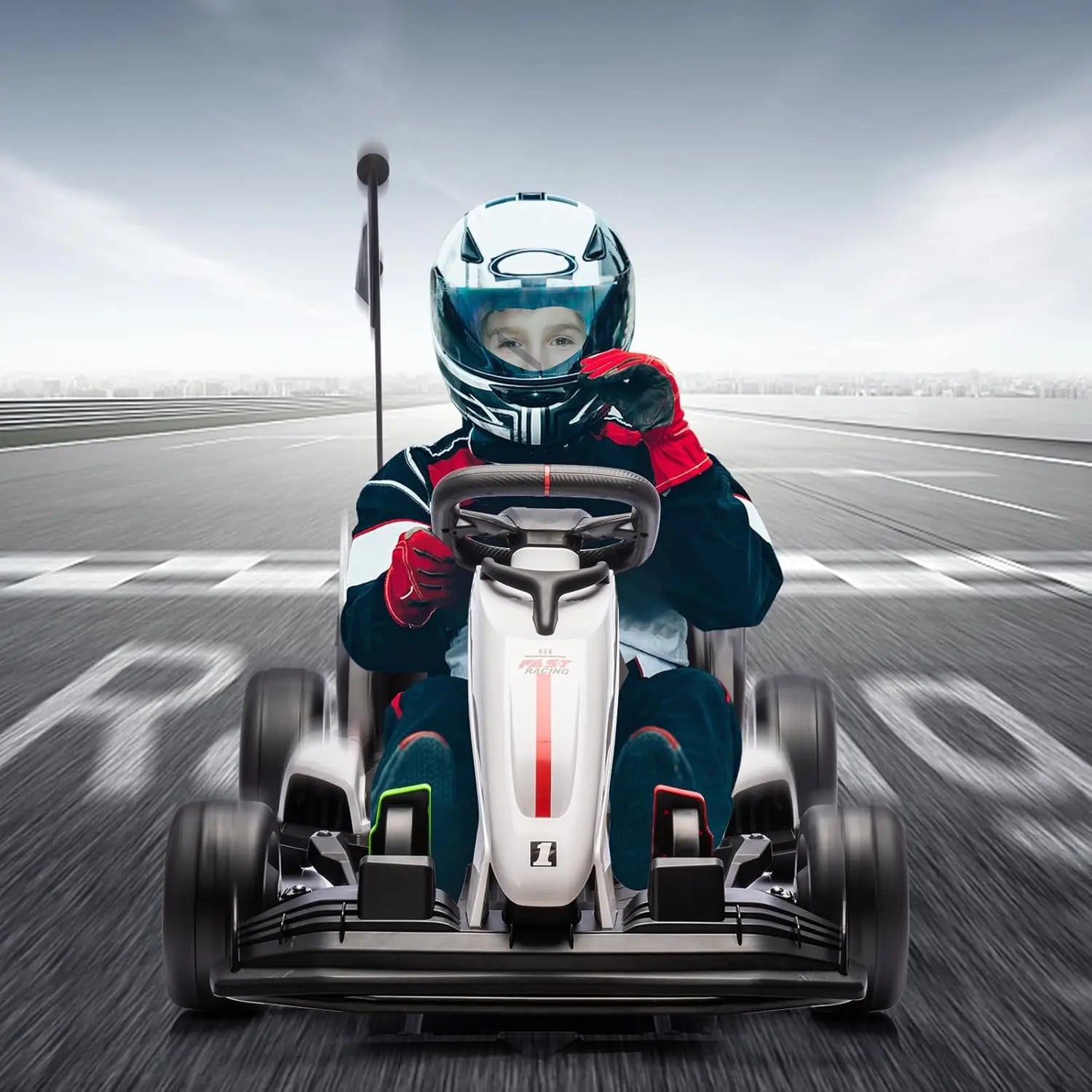 Electric Go Kart for Kids Electric Drift Kart Outdoor Race Toy 24V Ride On Toy Drifting Car with 2x200W Motors for 6+ Years Old