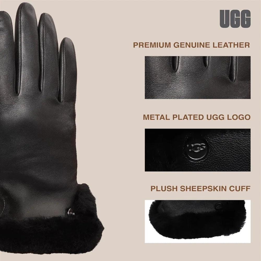 Women's Sheepskin Leather Gloves with Touchscreen Conductive Palm Technology for Enhanced Comfort and Functionality