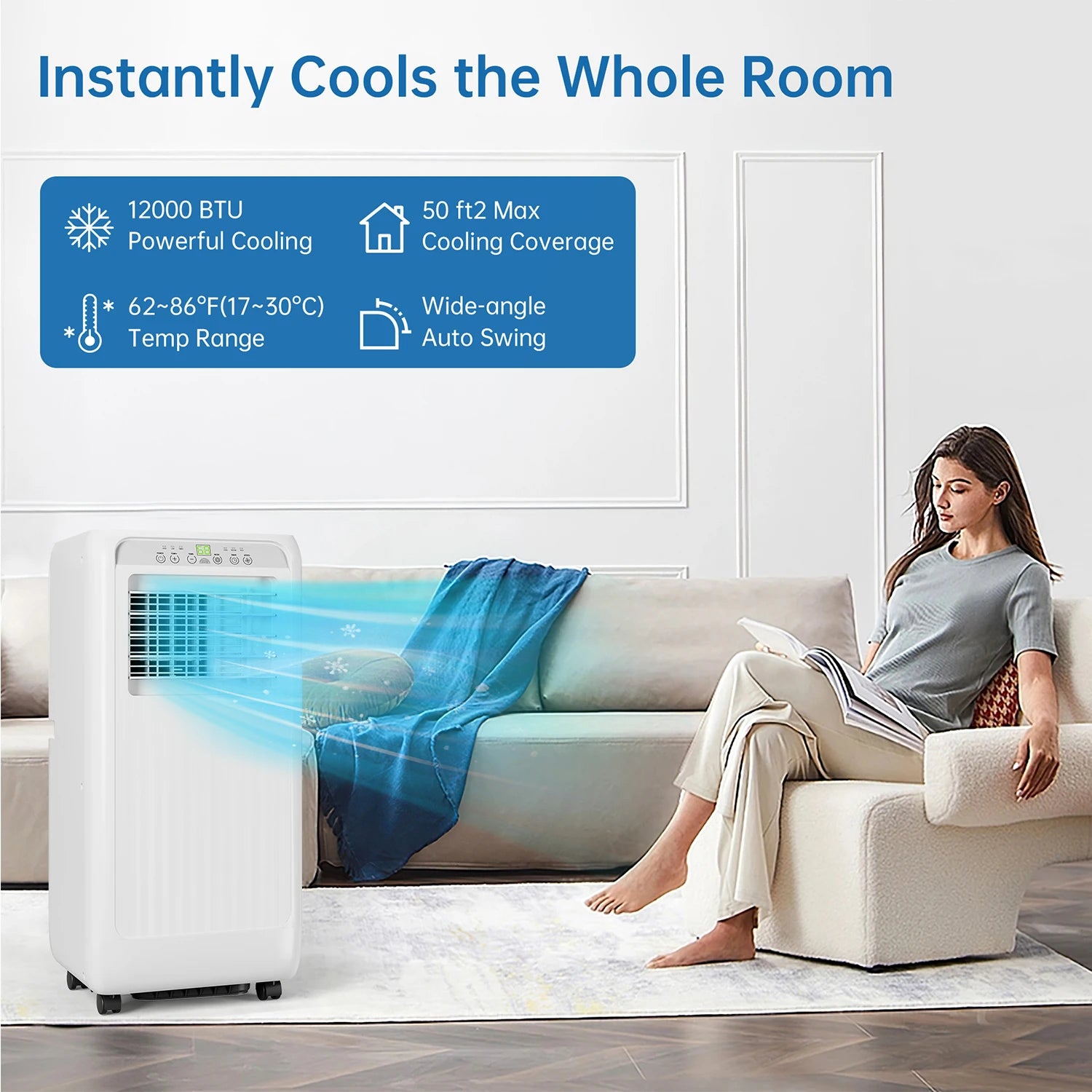 10000 Btu Portable Air Conditioner 4-in-1 Portable AC Unit Cool up to 450 sq.ft with Remote Control Window Exhaust Kit 24H Timer