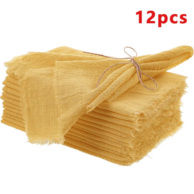6/12pcs Vintage Rustic Napkins Retro Burr Soft and Absorbent Napkin Cloth Linen for Wedding Party Table Decorations 32x32cm