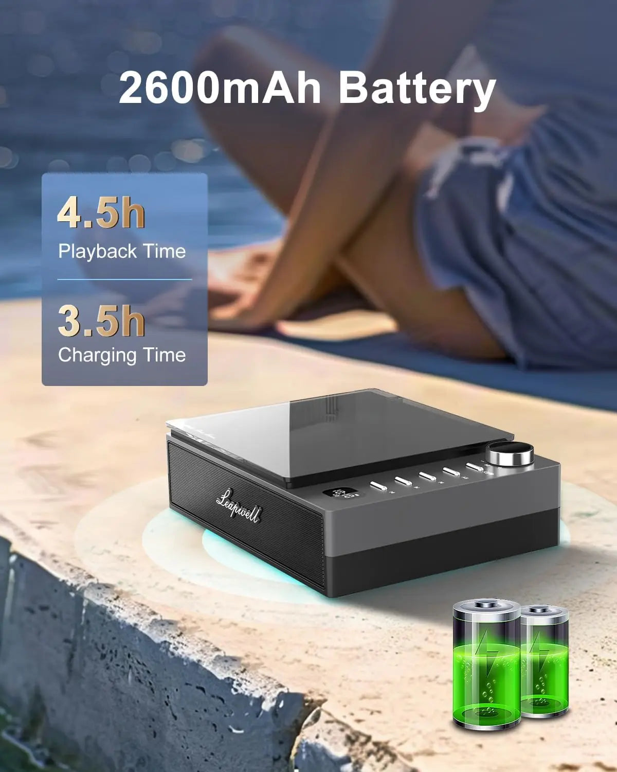 Portable CD Player with Bluetooth, Rechargeable Speaker Desktop Player, Compact Retro Design for Home, USB FM Black