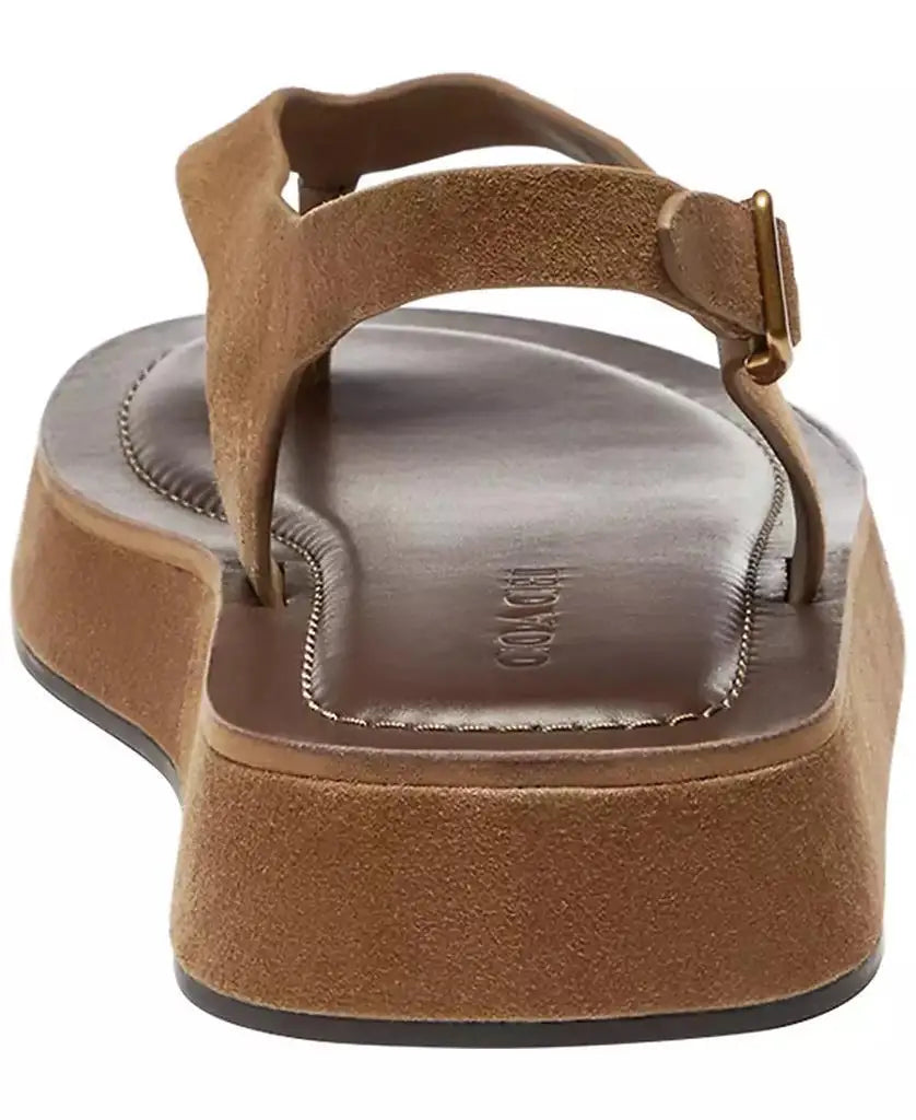COACH | Women's Sculpted C Platform Suede Round Toe Thong Sandals