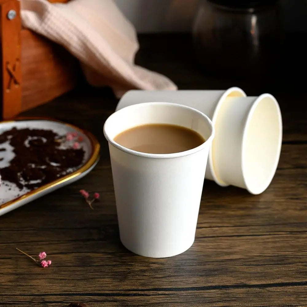 1000-Count 8oz Disposable White Paper Coffee Cups for Office Use