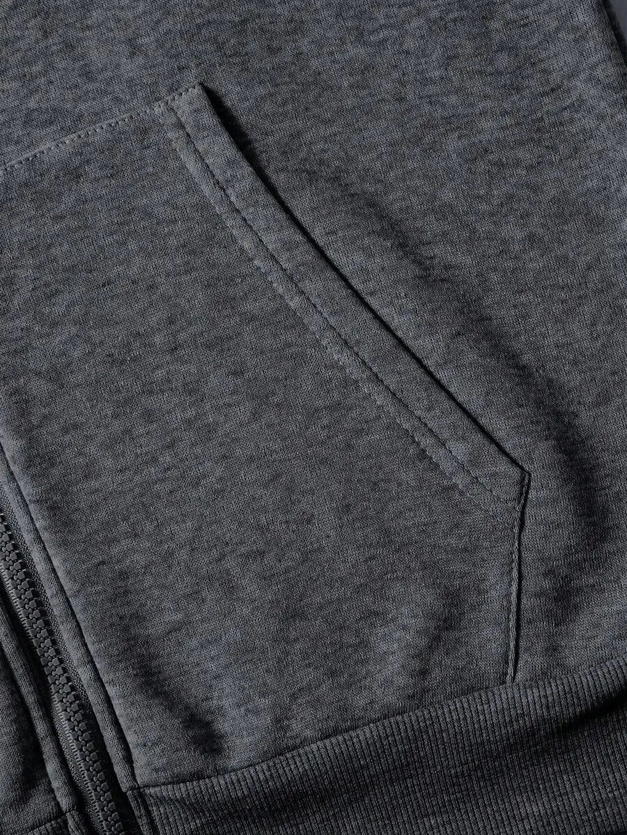 Men's Casual Zip-Up Hoodie with Drawstring, Long Sleeve, Autumn Outdoor Wear