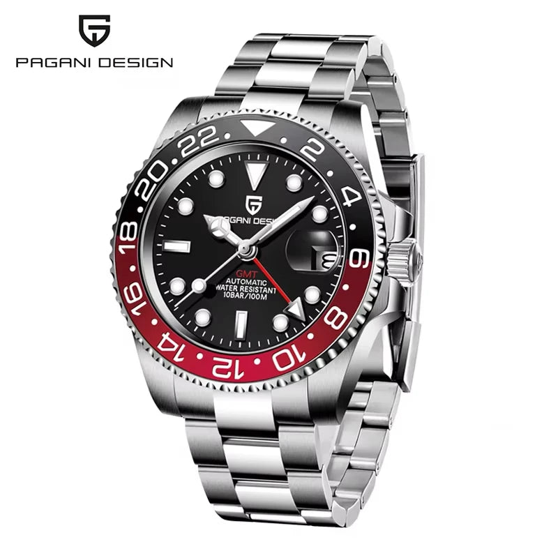 New PD-1662 PAGANI DESIGN GMT Automatic Wristwatch Stainless Steel 100M Waterproof Men Watch Top Brand 40mm Mechanical Watch Men