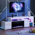 Cozy Castle 73.2 Inch Fireplace TV Stand with Storage,30 Electric Fireplace,LED Entertainment Center Tv Console for 65 70 80Tv,H