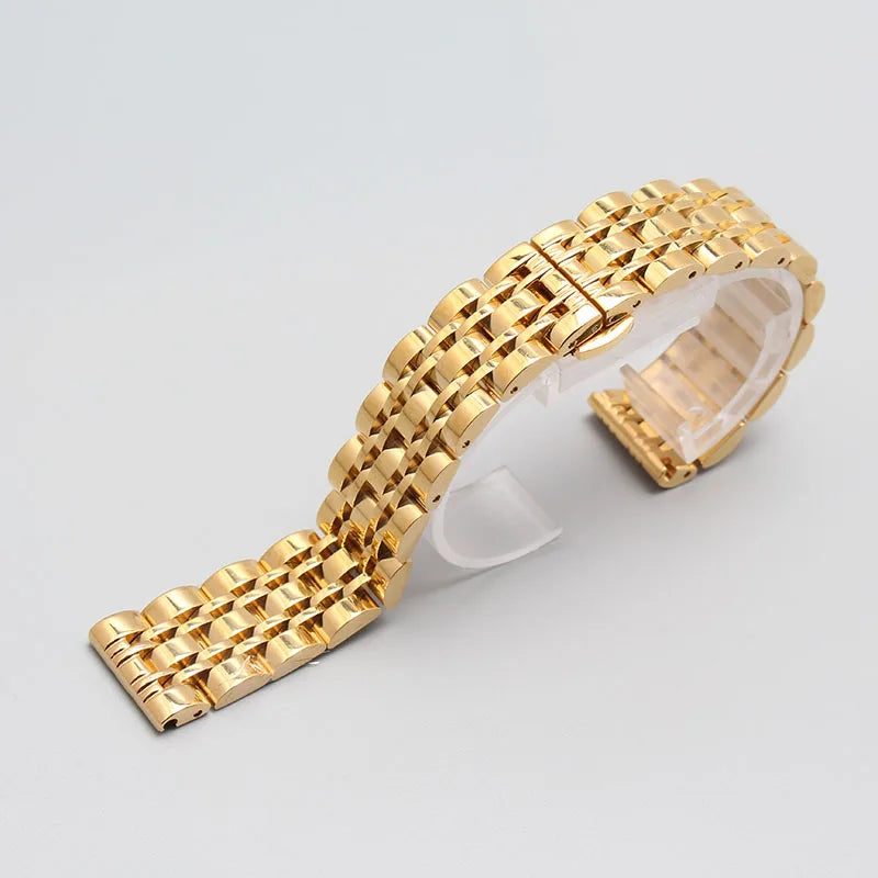 Stainless Steel Watch Band Straps Bracelets Polished Rosegold Gold Buckle 14mm 16mm 18mm 20mm 22mm 24mm Watchbands Straight End