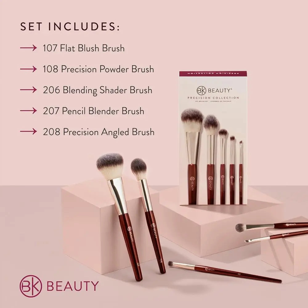 Precision Brush Collection (5PC) - Makeup Brush Set for Bronzer, Blush, Contour, Powder & Eye Makeup | Premium Face Brushes for
