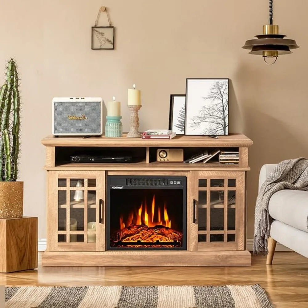 Electric Fireplace TV Stand for TVs Up to 55 Inches,18-Inch Fireplace Insert with Remote,Overheat Protection, 48-Inch,Customized