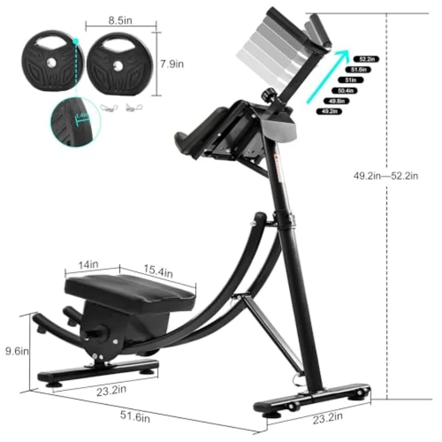 Deluxe Abdominal Crunch Coaster, Ab Machine, Foldable Abdominal Exercise Machine, 6 Pack ABS Workout Equipment for Home gym with