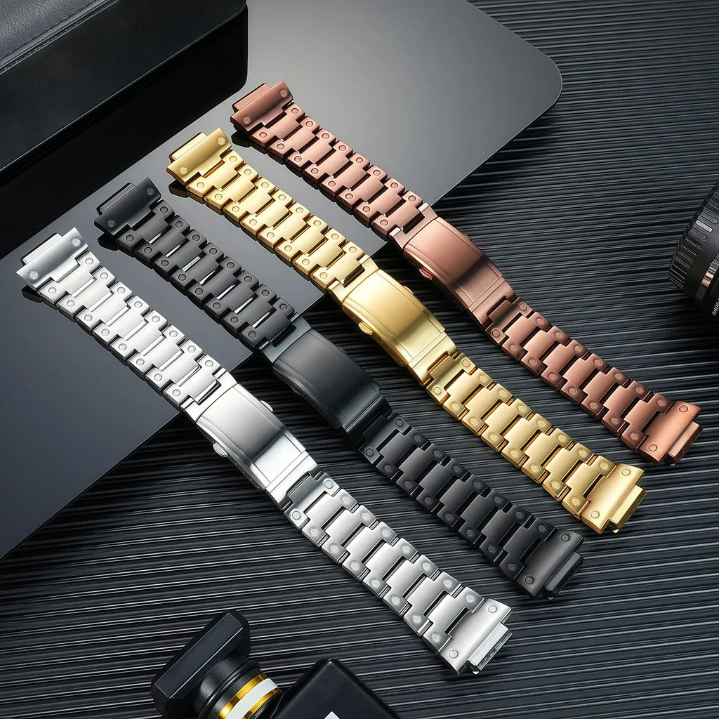 GM-2100 Coffee Colour Stainless Steel Strap For Casio G-SHOCK Metal Watch Chain GM-2100 Series Modified Men's watch accessories