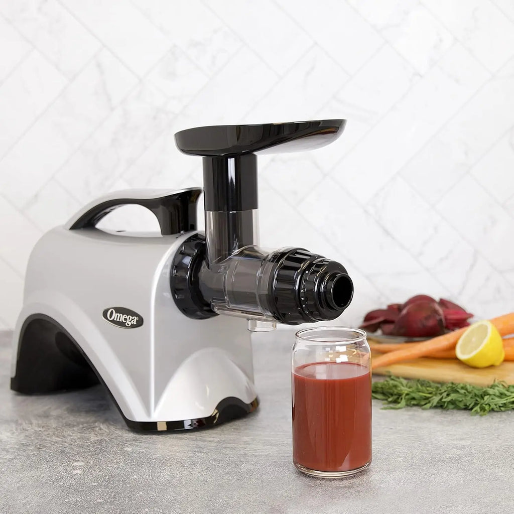 Cold Press Slow Masticating Juicer, Dual-Stage Vegetable Fruit Juice Extractor, 150W Manual Silver