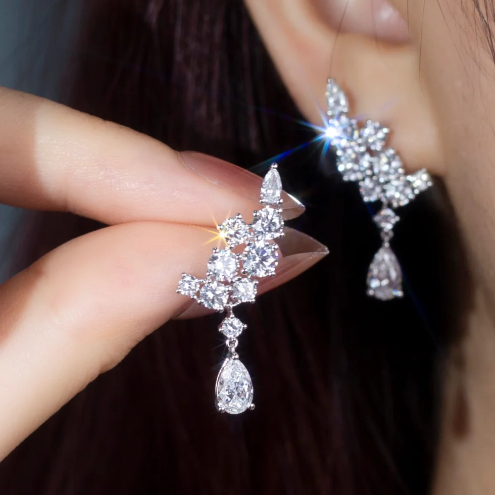 18K Gold Earring White Lab Grown Diamonds VS Quality Jewelry MSE-645