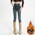 Winter Warm Jeans Women's Fleece Thickened Stretch Skinny Pencil Pants High Waist Slim Fashion Korean velvet Jeans Black Blue