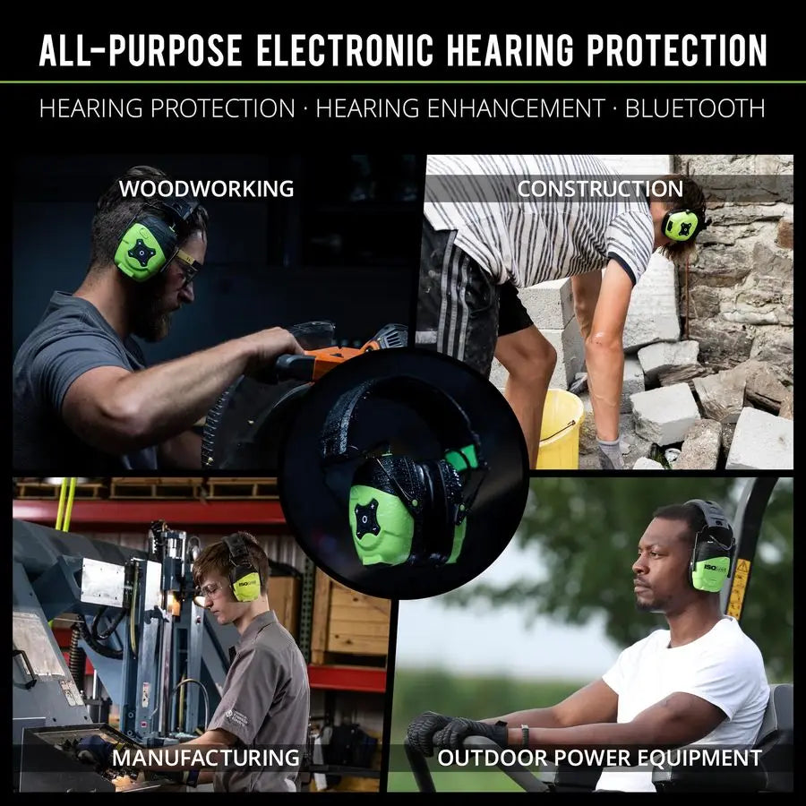 LINK Bluetooth Earmuff Ear Protection Headphones for Work, Mowing, amp Construction, 25 NRR OSHA Approved Headphones
