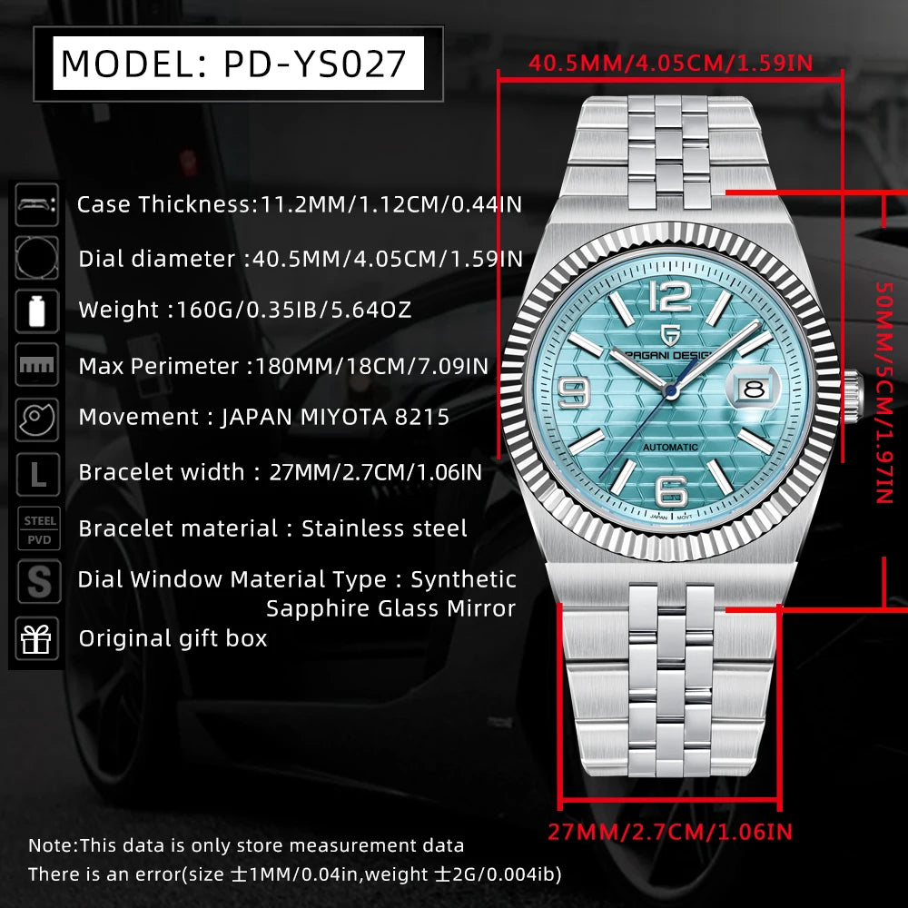 PAGANI DESIGN Sports Stainless Steel Diving Watch Series Luxury Mechanical Automatic Watch Luminous Sapphire Top Brand Watch