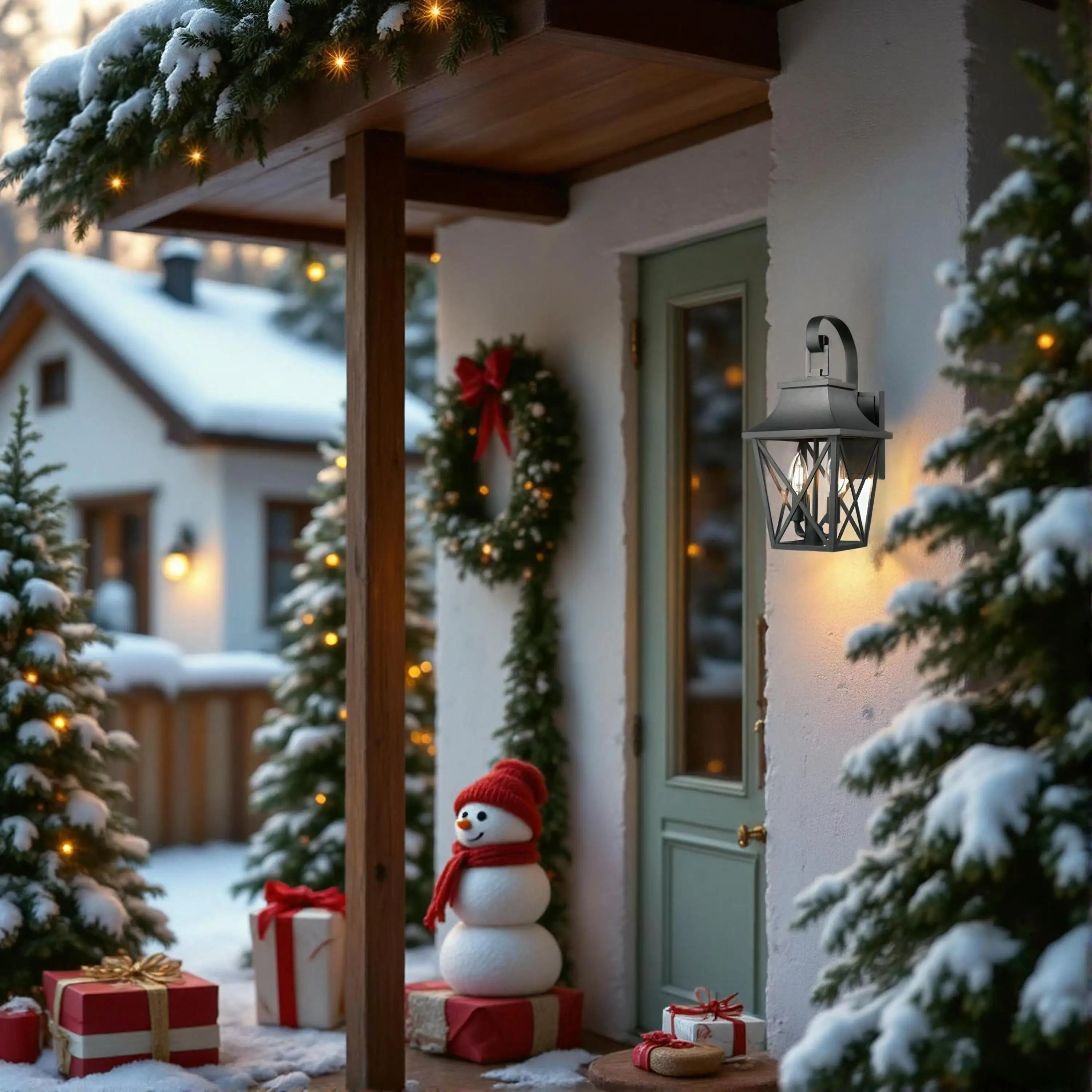 2pcs Outdoor Wall Lantern Large Outside Modern Wall Sconce Light Fixture Porch Light Wall Mount with Glass Waterproof