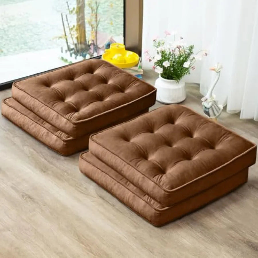 Floor Pillow Set of 4 Memory Foam Meditation Cushion Floor Cushions for Adults Sitting Large Square Seat Cushions for Yoga Livi