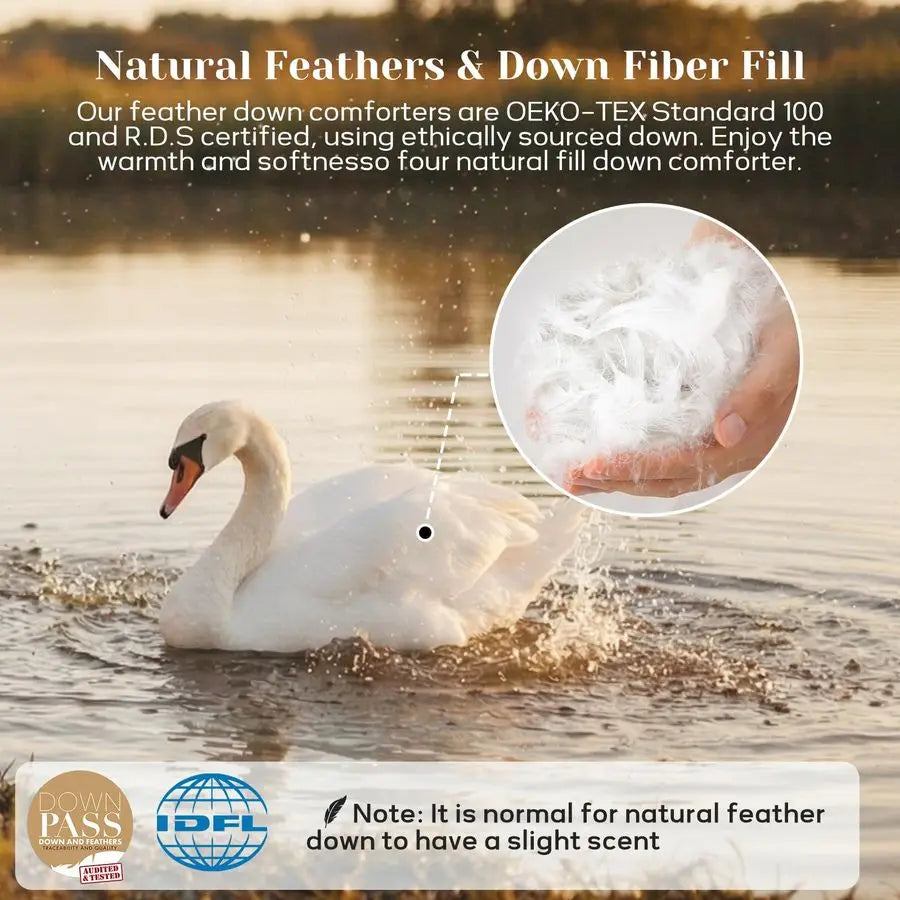 King Size Down Comforter All Season Ultra Soft Goose Down amp Feather Fiber Fill, Luxury Hotel Light Gray Duvet Insert with Corn