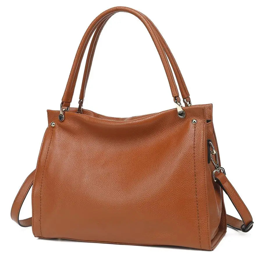 Genuine Leather Purses with Detachable Satchel Strap, Ladies Tote Bag Handbags TopHandle Shoulder Hobo Bags