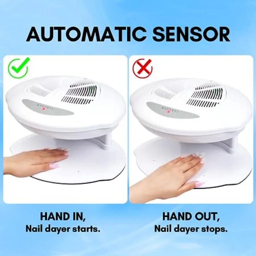 Nail Dryer 400W Air Nail Fan Dryer with Automatic Sensor for Rapid Drying of Regular Polish Warm and Cool Wind Function