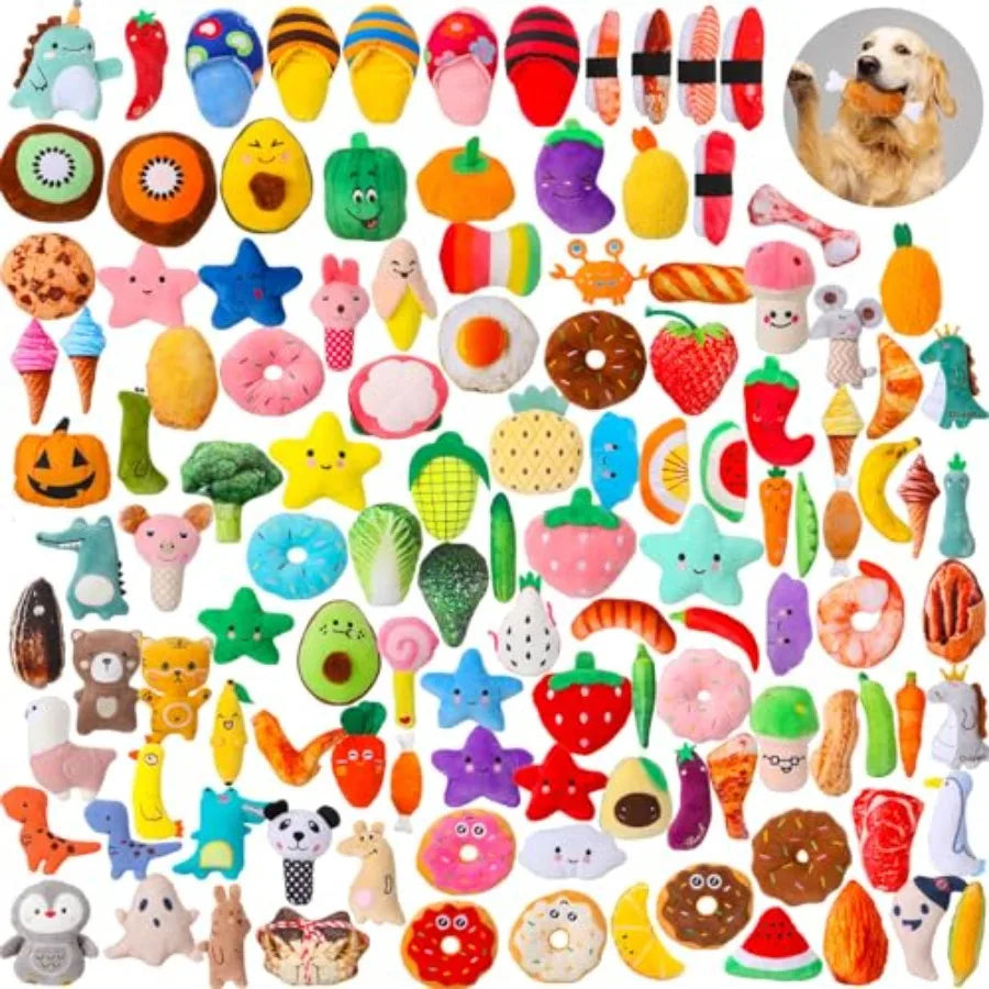 Small Squeaky Dog Toys Bulk for Puppy Small Dogs Pets Cute Plush Stuffed Dog Toys Bundle Soft Pet Toys for Chewing and