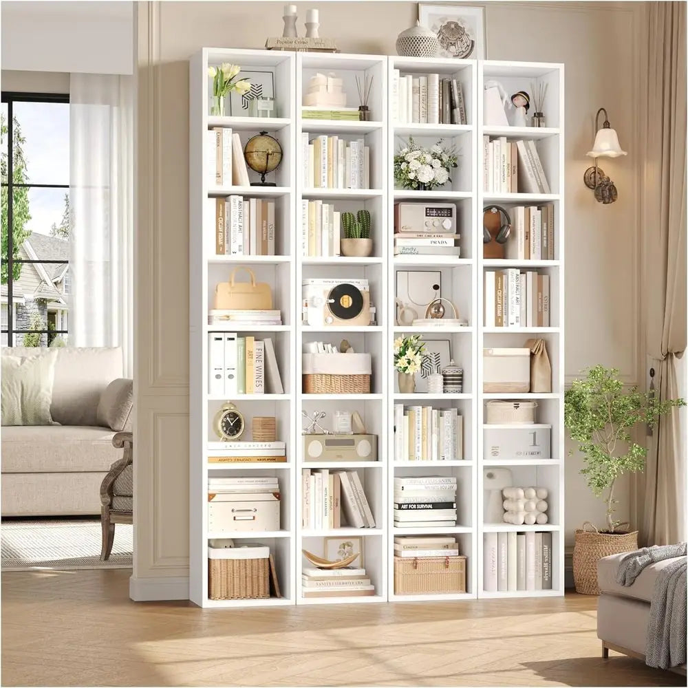 8-Tier Media Tower Rack, 11.6 X 9.3 X 70.9 Inches CD DVD Slim Storage Cabinet with Adjustable Shelves, Tall Narrow Bookcase Disp