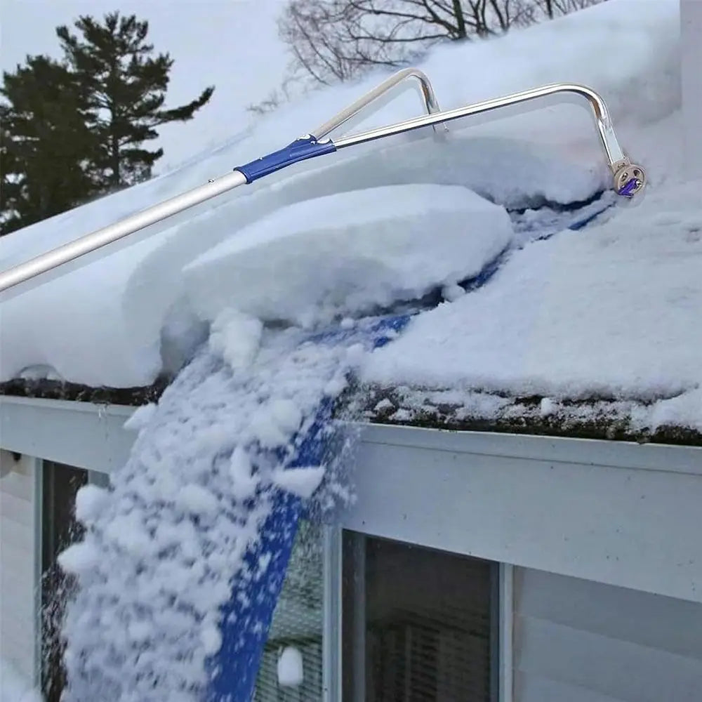 Telescoping Roof Snow Removal Tool - Aluminum Folding Shovel for Winter Garden Cleanup