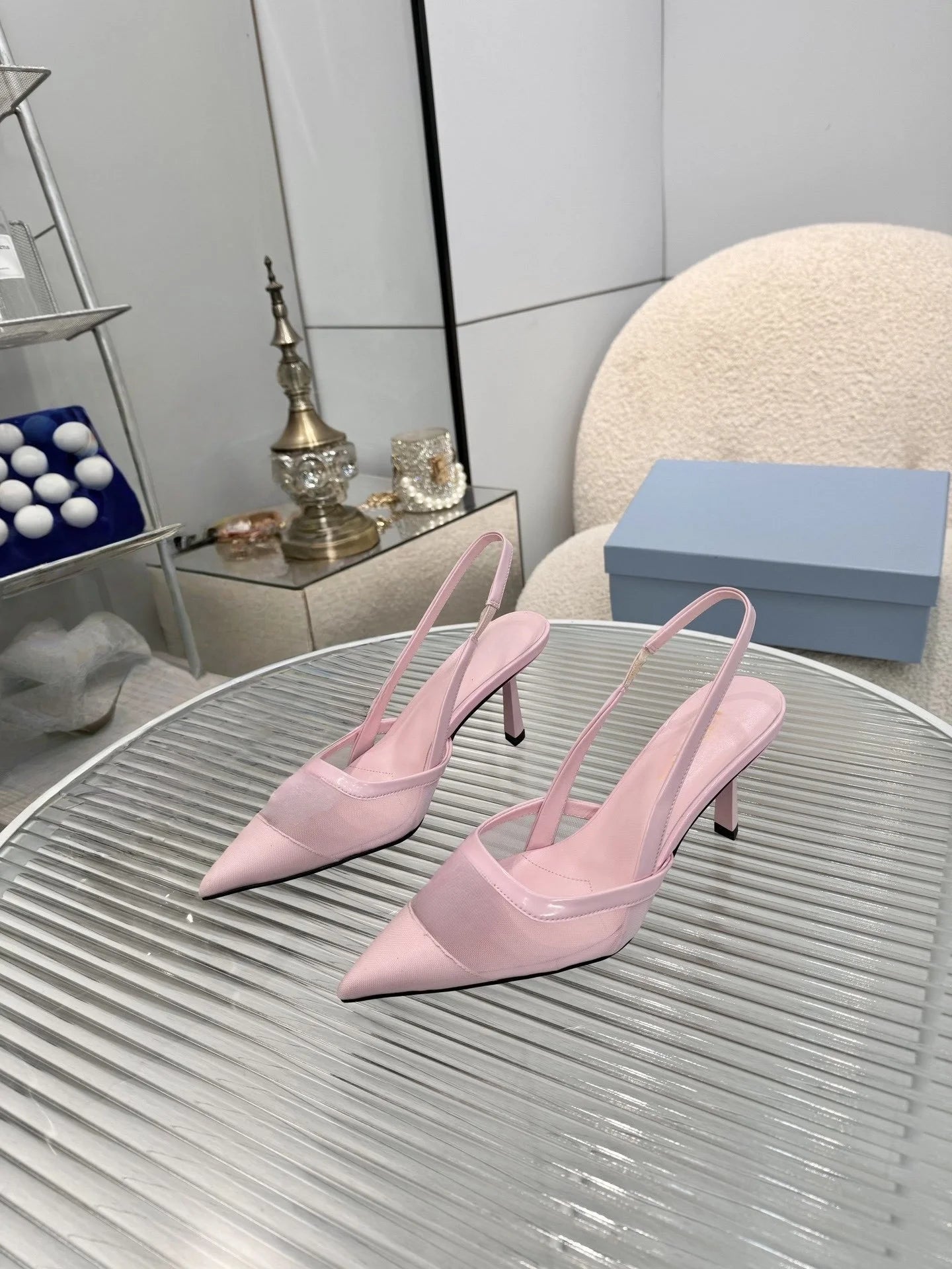 Women's shoes closed toe pointed toe kitten heel sandals fashionable shallow mouth one-strap sling back shoes