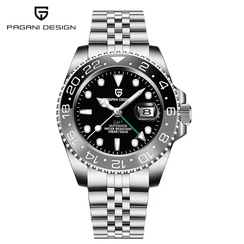 New PD-1662 PAGANI DESIGN GMT Automatic Wristwatch Stainless Steel 100M Waterproof Men Watch Top Brand 40mm Mechanical Watch Men