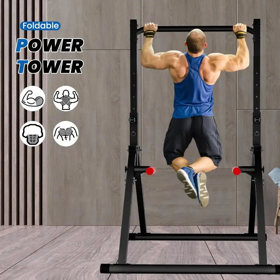 Power Tower Pull Up Bar Free Standing, Adjustable Foldable Pull Up Station, Home Gym Strength Training Equipment 700LBS