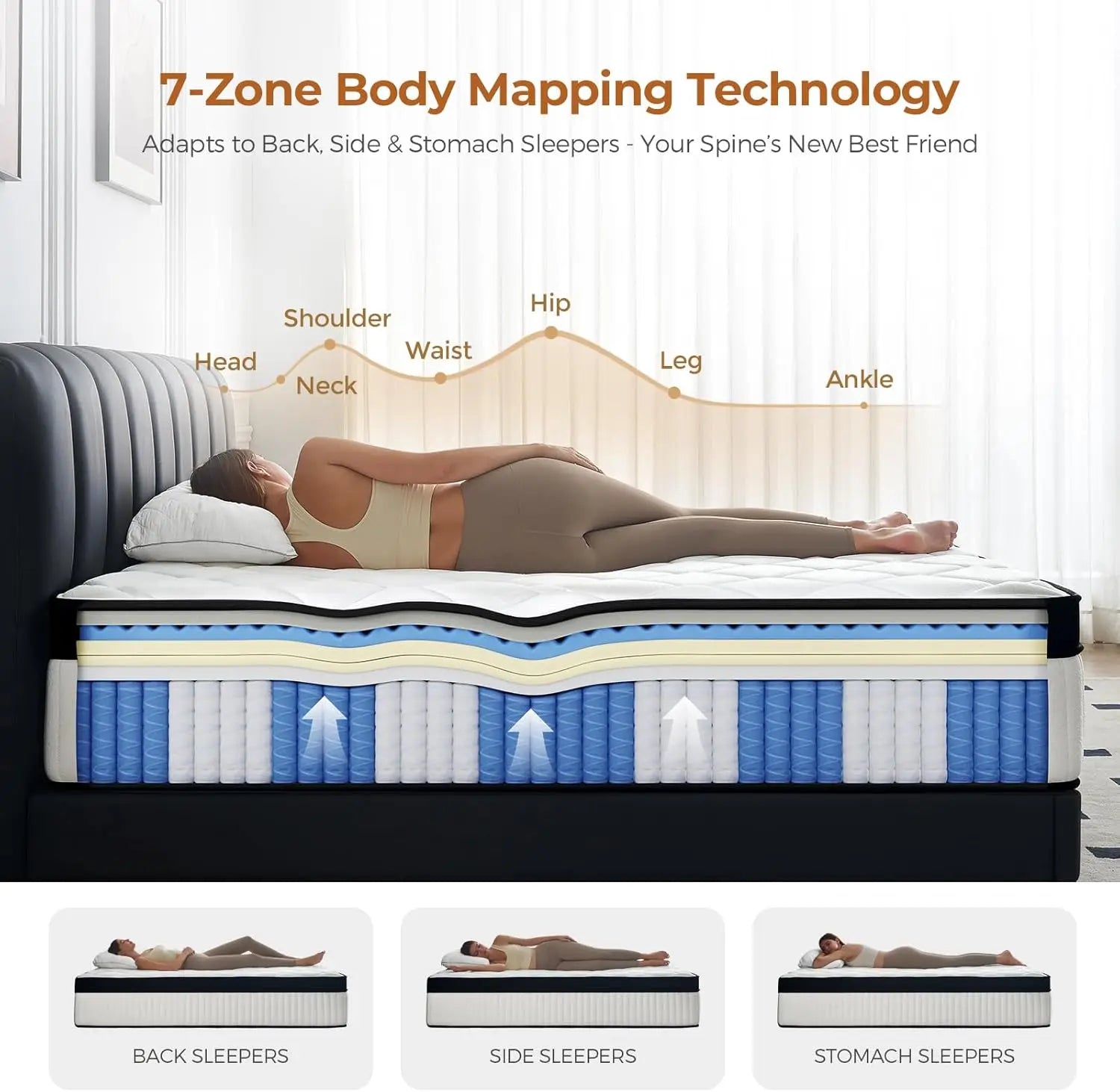 12 Inch Queen Hybrid Mattress, Medium Firm with Memory Foam and Pocket Springs for Pressure Relief