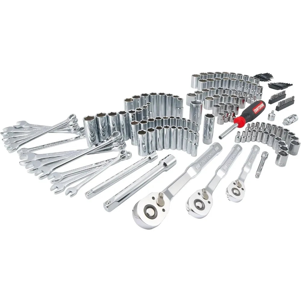CRAFTSMAN Socket Set, 159 Piece Socket Wrench Set Mechanics Tools 1/4-in., 3/8-in., and 1/2-in(, 6 Point and 12 Point (CMMT12125