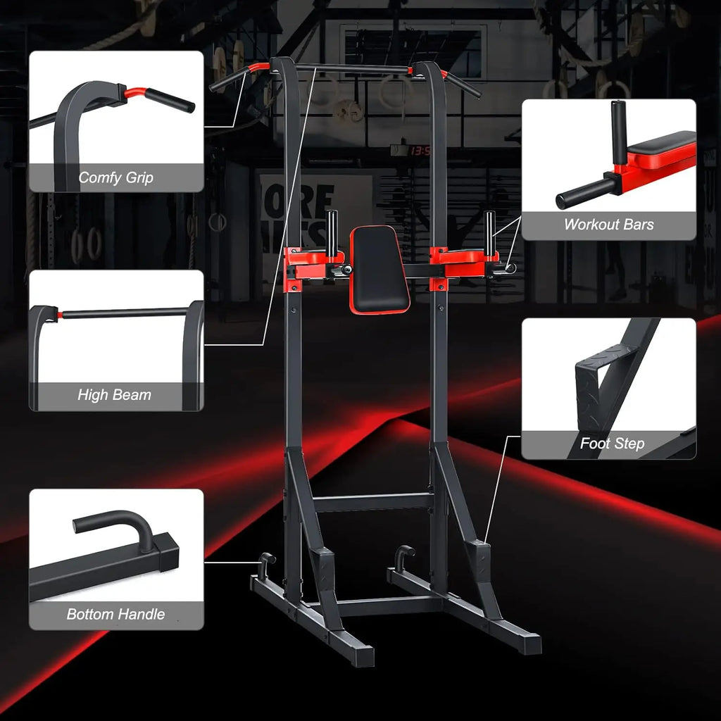 Multi-function Power Tower, Heavy-duty Pull Up Bar Stand for Pull-ups, Push-ups, Vertical Knee, Leg Raises, Dip Stand, Strength