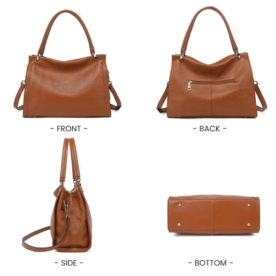 Genuine Leather Purses with Detachable Satchel Strap, Ladies Tote Bag Handbags TopHandle Shoulder Hobo Bags