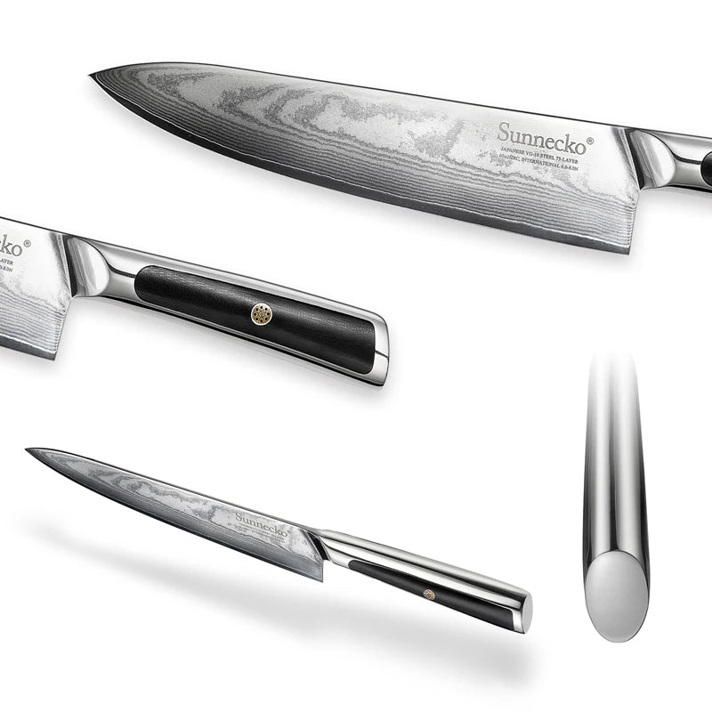 Sunnecko 1-8PCS/Set Chef's Knives 73 Layers VG10 Damascus Steel Japanese Slicing Knife Utility Paring Cleaver Cutting Knife